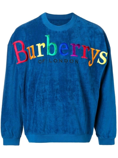 Shop Burberry Archive Logo Towelling Sweatshirt - Blue