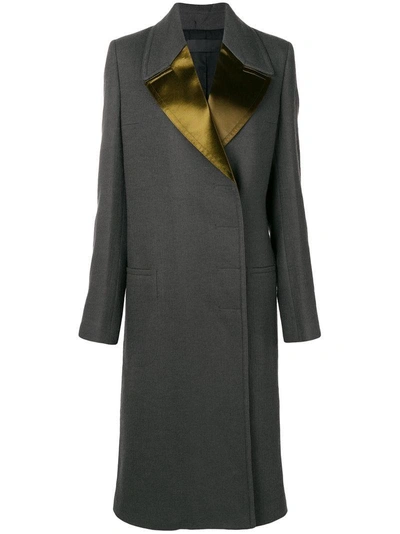 Shop Haider Ackermann Long Contrast Lapel Coat - Grey