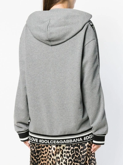Shop Dolce & Gabbana Oversized Hooded Sweatshirt - Grey