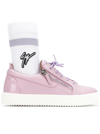 Shop Giuseppe Zanotti Design Logo Sock Flatform Sneakers - Pink