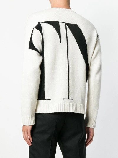 Shop Valentino Vltn Logo Sweater - White