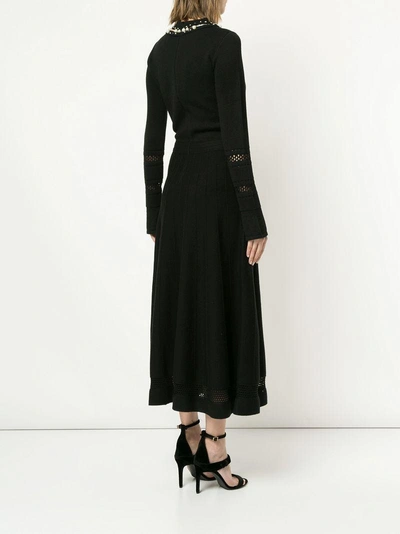 Shop Oscar De La Renta Pearled Knitted Pleated Dress - Black