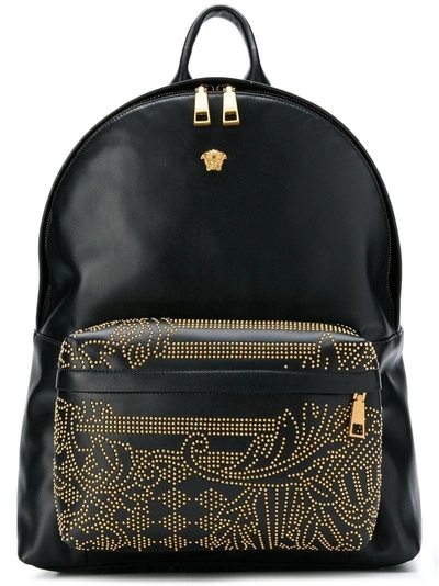 Shop Versace Studded Backpack In Black