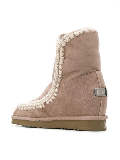 Shop Mou Eskimo Wedge Boots In Grey