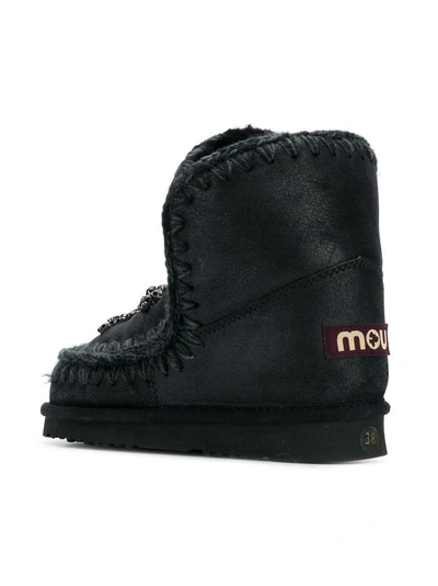 Shop Mou Embellished Eskimo Boots In Black