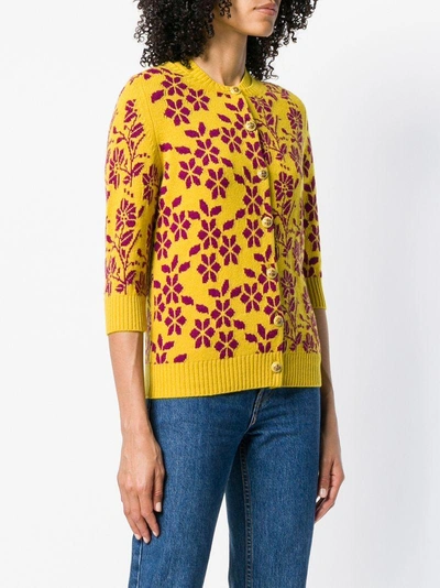 Shop Barrie New Delft Cashmere Cardigan In Yellow
