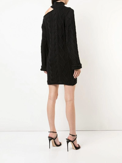 Shop Rta Asymmetric Knitted Dress In Black