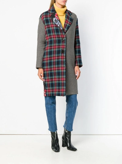 Shop Semicouture Checked Single Breasted Coat  In Black