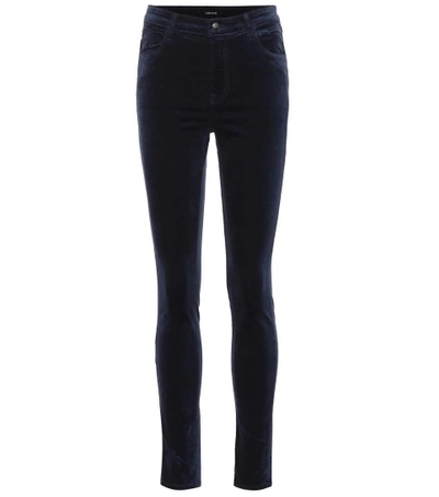Shop J Brand Maria High-rise Velvet Skinny Jeans In Blue