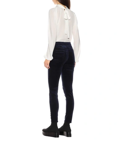 Shop J Brand Maria High-rise Velvet Skinny Jeans In Blue