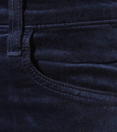 Shop J Brand Maria High-rise Velvet Skinny Jeans In Blue