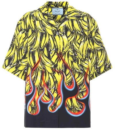Shop Prada Poplin Printed Shirt In Multicoloured