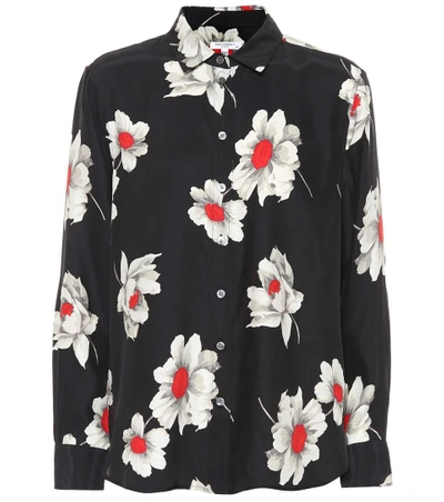 Shop Equipment Floral Silk Shirt In Black
