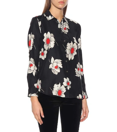 Shop Equipment Floral Silk Shirt In Black