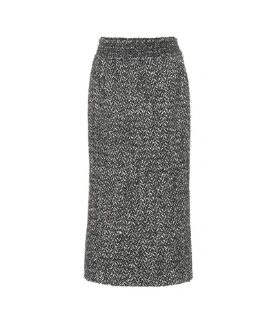 Shop Miu Miu Wool And Alpaca-blend Pencil Skirt In Black