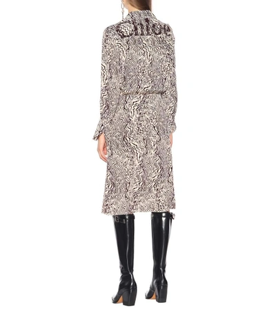 Shop Chloé Printed Silk Dress In Beige