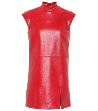 Shop Miu Miu Leather Minidress In Red