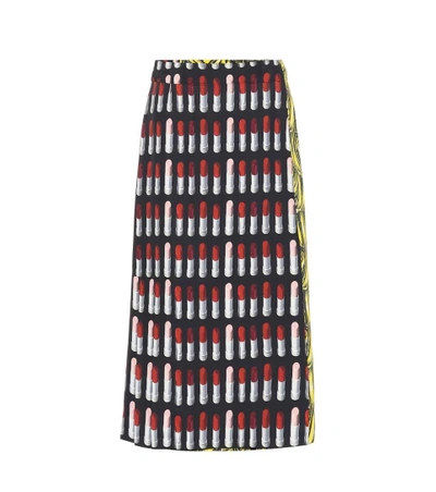 Shop Prada Printed Wrap Skirt In Multicoloured