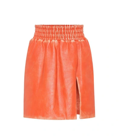 Shop Miu Miu Leather Miniskirt In Orange