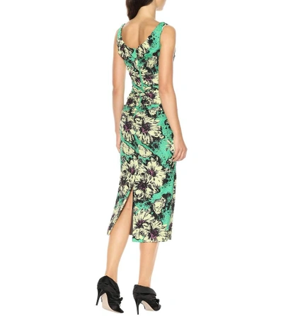 Shop Miu Miu Floral Cloqué Dress In Green