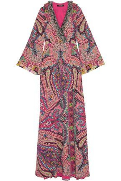 Shop Etro Sequin-embellished Printed Silk Gown In Multicolor