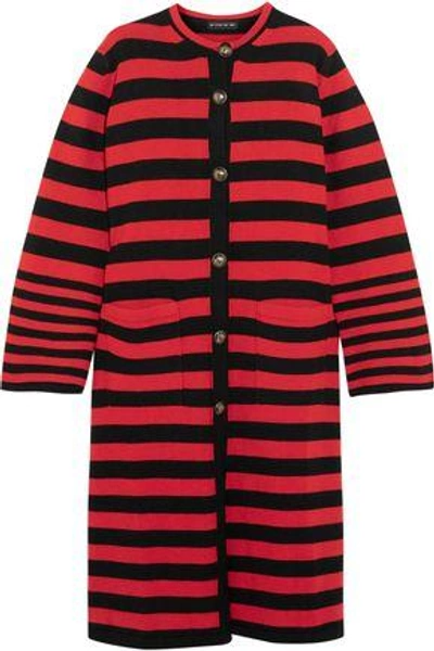 Shop Etro Woman Striped Intarsia-knit Cardigan Red