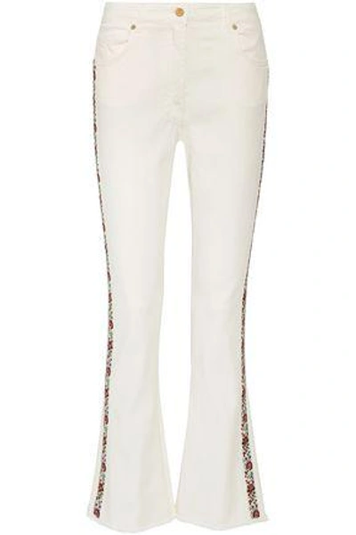 Shop Etro Woman Embroidered High-rise Bootcut Jeans Ivory