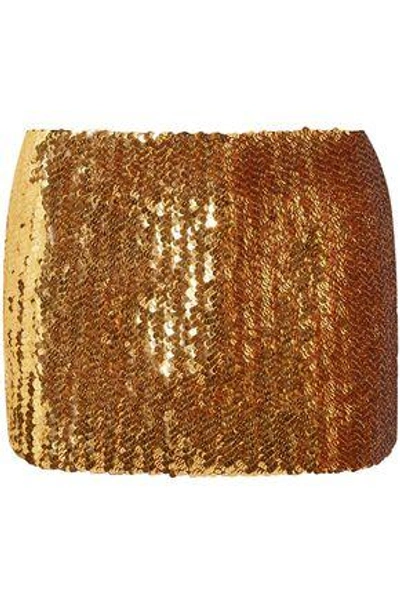 Shop Marc Jacobs Woman Sequined Wool Mini Skirt Gold