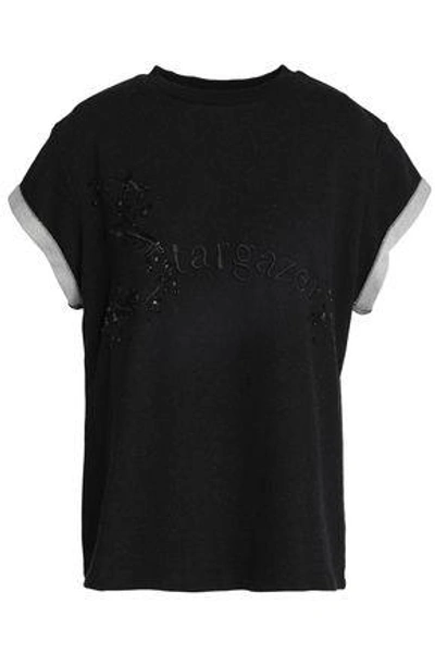 Shop Needle & Thread Woman Embellished Embroidered Cotton-blend Top Anthracite