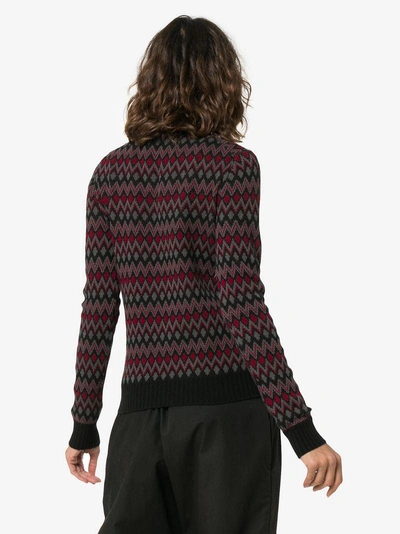 Shop Prada Logo Embroidered Wool Sweatshirt - Black