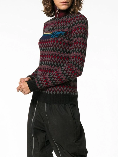 Shop Prada Logo Embroidered Wool Sweatshirt - Black