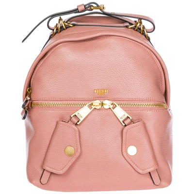 Shop Moschino Women's Leather Rucksack Backpack Travel In Pink
