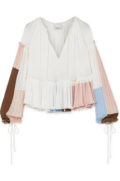 Shop 3.1 Phillip Lim / フィリップ リム Pleated Color-block Crepe Blouse In White