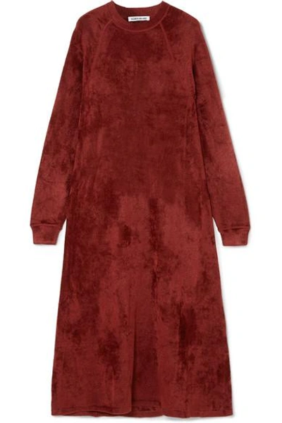 Shop Elizabeth And James Lafayette Crushed-velvet Midi Dress In Burgundy