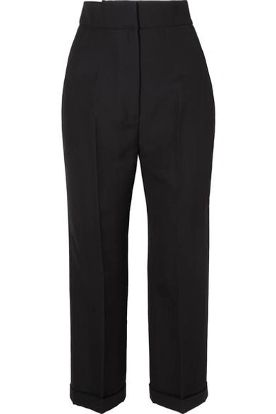 Shop Jacquemus Cariño Cropped Crepe Straight-leg Pants In Black