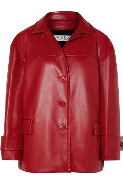Shop We11 Done Oversized Faux Leather Jacket In Red