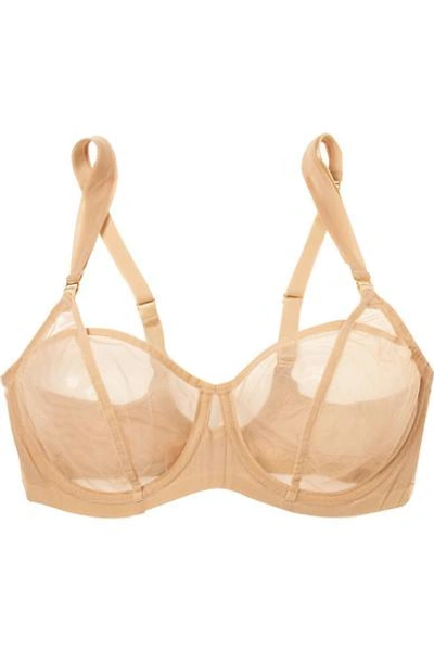 Shop Adina Reay Fran Dd Stretch-tulle Underwired Balconette Bra In Neutral