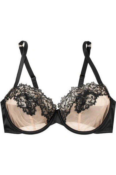 Shop Adina Reay Lula Dd+ Satin-trimmed Lace And Tulle Underwired Bra In Black
