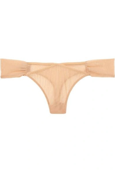 Shop Adina Reay Fran Stretch-tulle Thong In Neutral