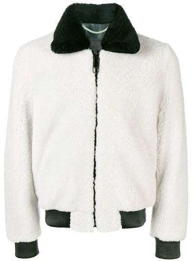 Shop Off-white Shearling Bomber Jacket