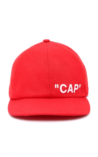 Shop Off-white Printed Cotton-twill Baseball Cap In Red