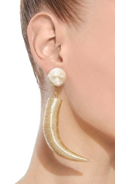 Shop Rebecca De Ravenel Pasha Cord And Gold-plated Clip Earrings