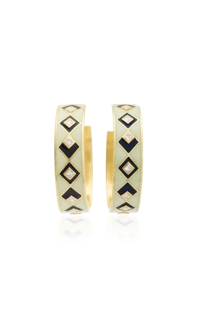 Shop Amrapali Mosaic 18k Gold And Diamond Hoop Earrings In White