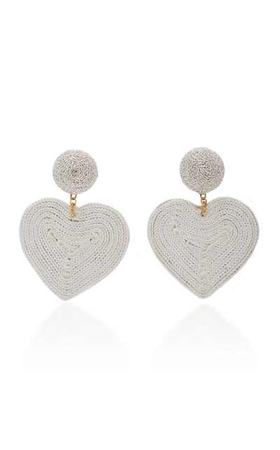 Shop Rebecca De Ravenel Cora Cord And Gold-plated Clip Earrings In White