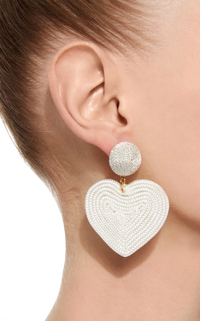 Shop Rebecca De Ravenel Cora Cord And Gold-plated Clip Earrings In White