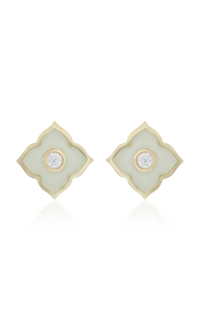 Shop Amrapali Panashri 18k Gold And Diamond Stud Earrings In White