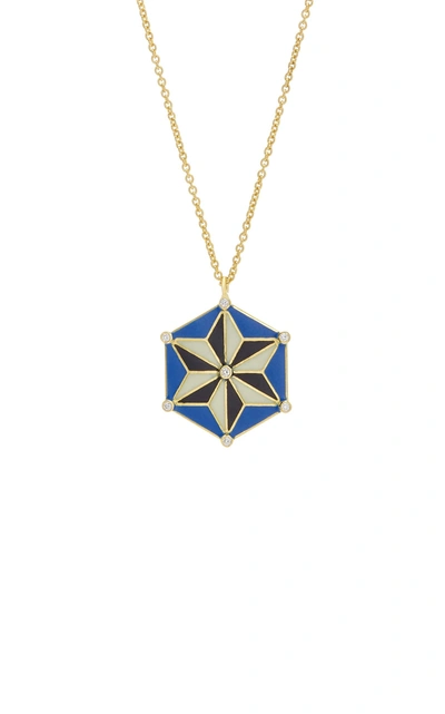 Shop Amrapali 18k Gold And Enamel Star Necklace In Black