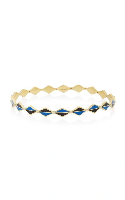 Shop Amrapali Mosaic 18k Gold And Enamel Bangle In Blue