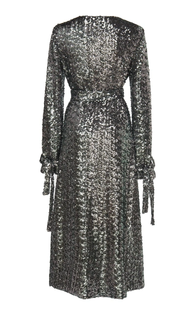 Shop Alexis Niecy Sequined Wrap Coat In Silver