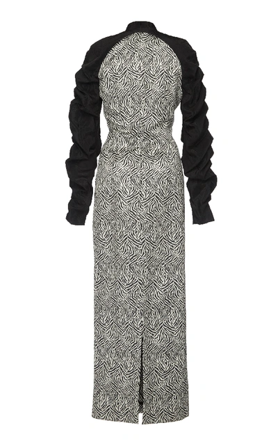 Shop Eleanor Balfour Exclusive Lulu Ruched Jacquard Midi Dress In Black/white
